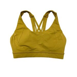 Lululemon Free to Be Bra Padded Racerback Strappy Sports Bra Size 6 Gold Spice
